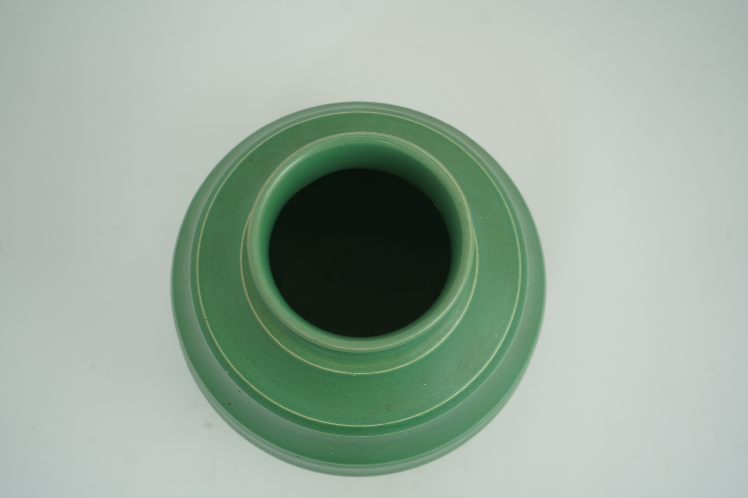 Keith Murray for Wedgwood, globular vase in green, 19cm high